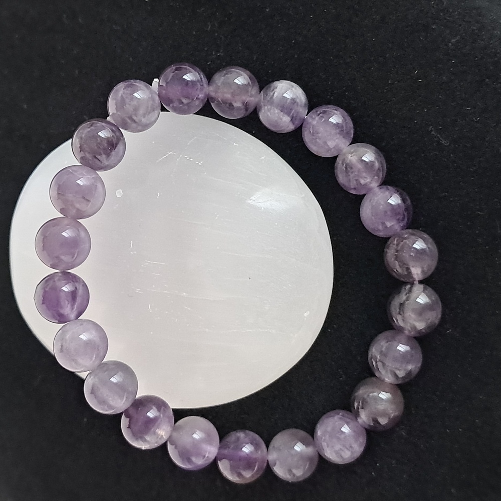 Amethyst Natural Crystal Stone Stretchy Bracelet. 8MM Bead Size.